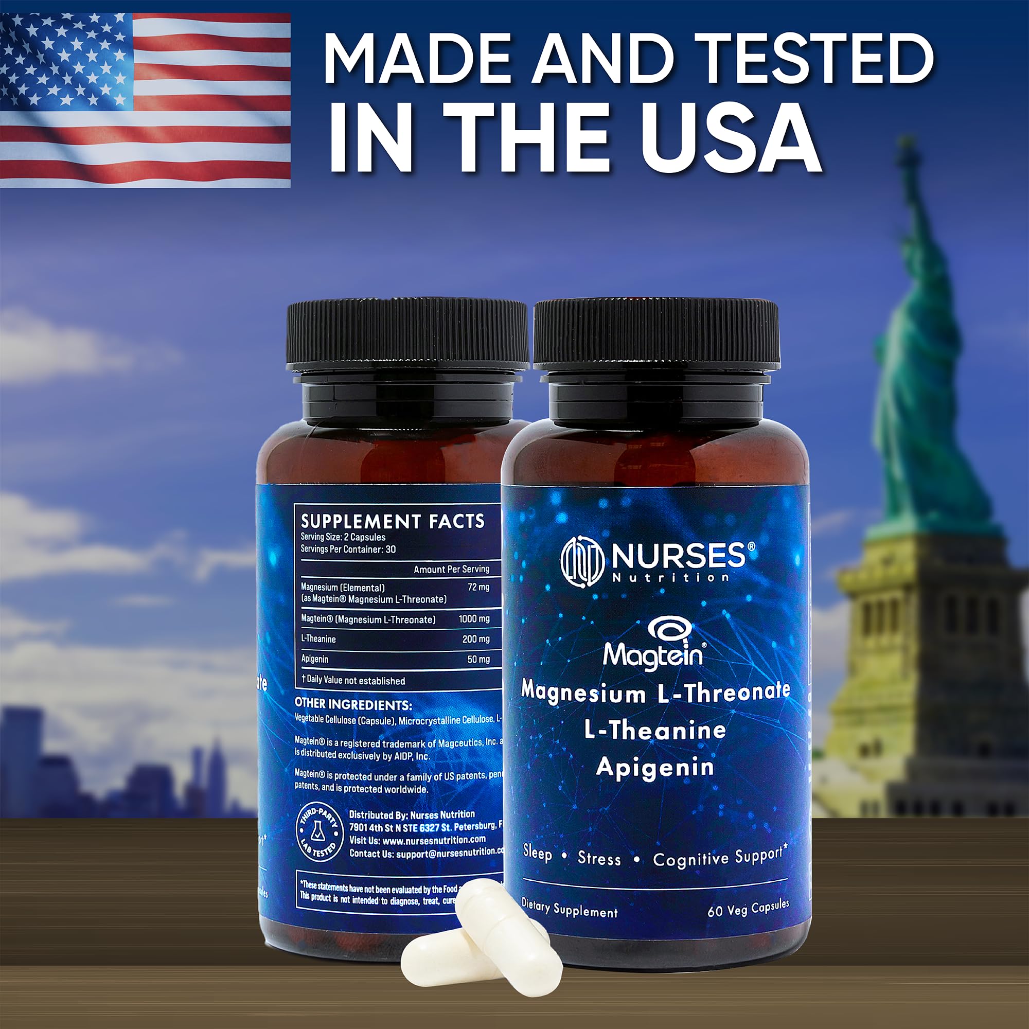 Nurses Nutrition Magnesium Sleep Stack with a glass of water