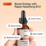 Nursh+ B12 Liquid Drops 5000 mcg cherry flavour side view