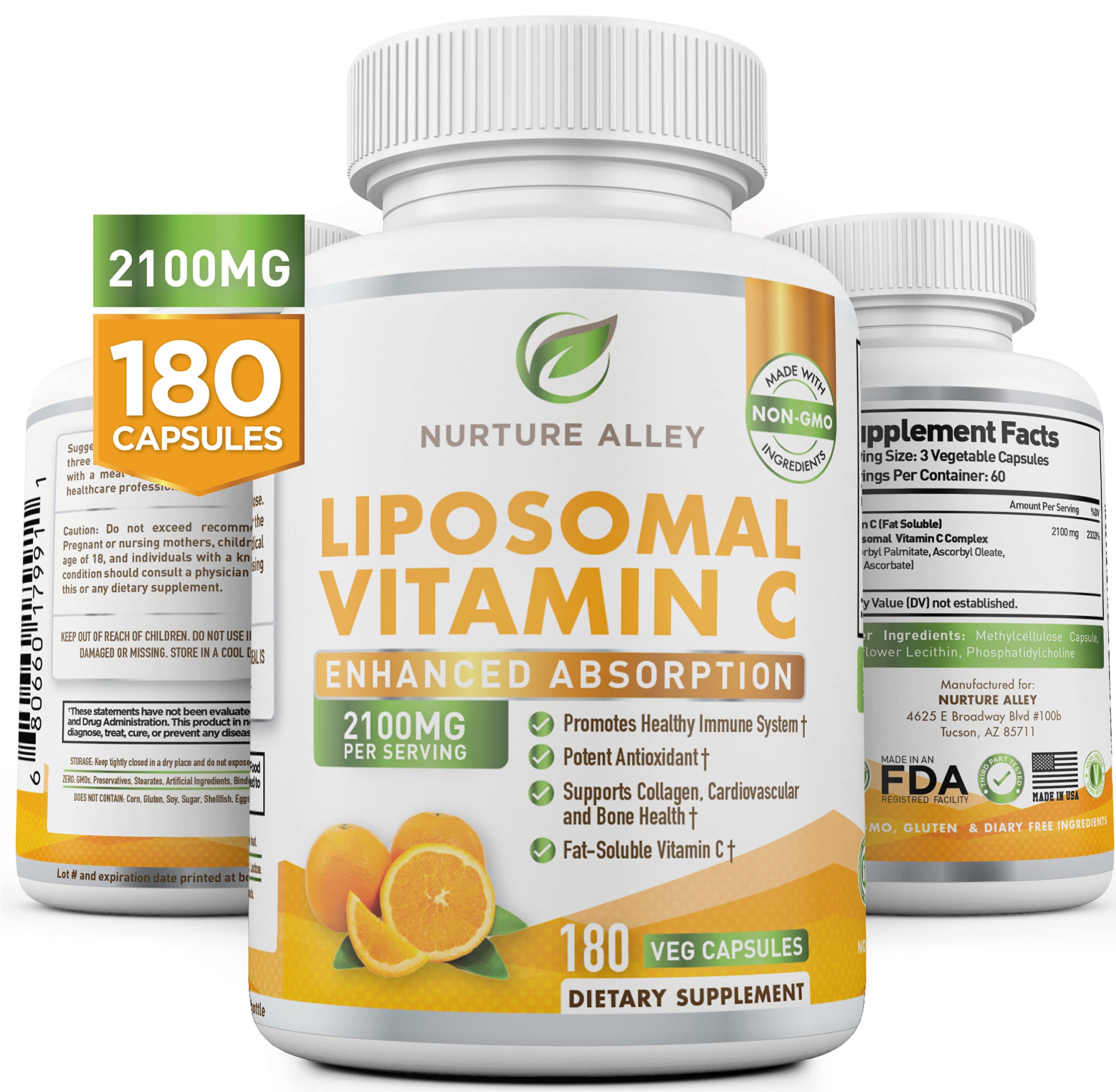 NURTURE ALLEY Liposomal Vitamin C 2100mg bottle front view