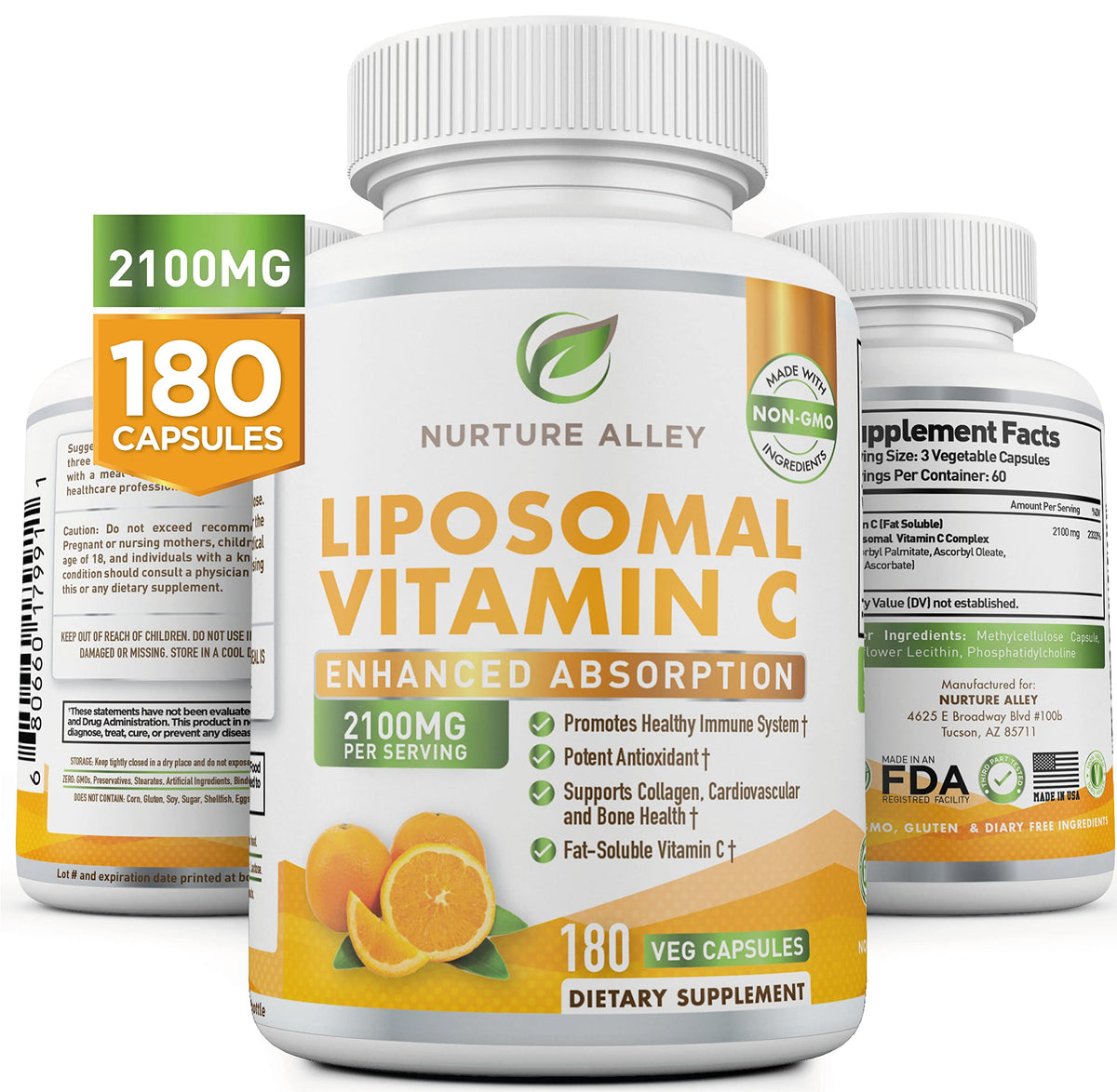NURTURE ALLEY Liposomal Vitamin C 2100mg bottle front view