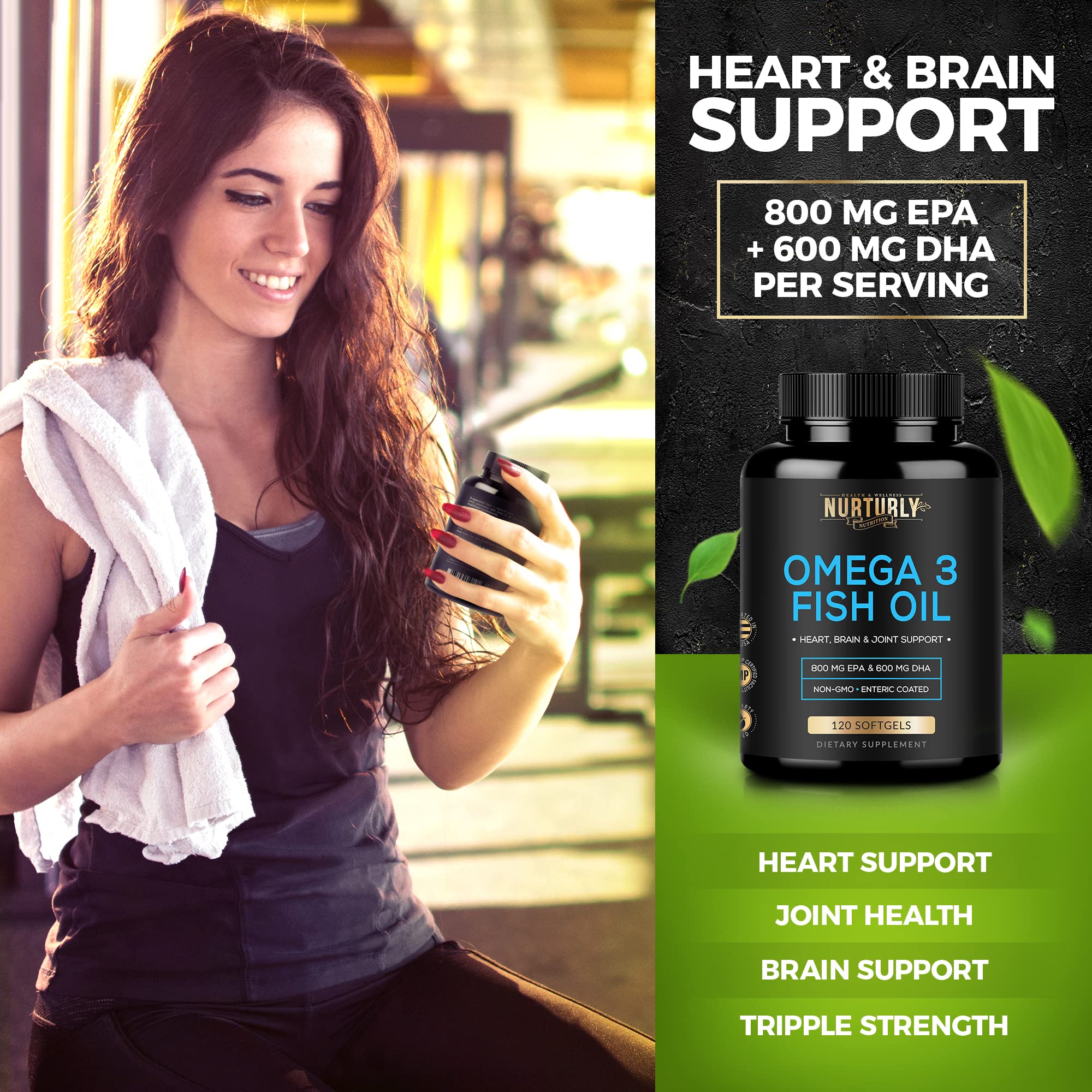 NURTURLY Enteric Coated Fish Oil Omega 3 2000mg Softgels ingredients list