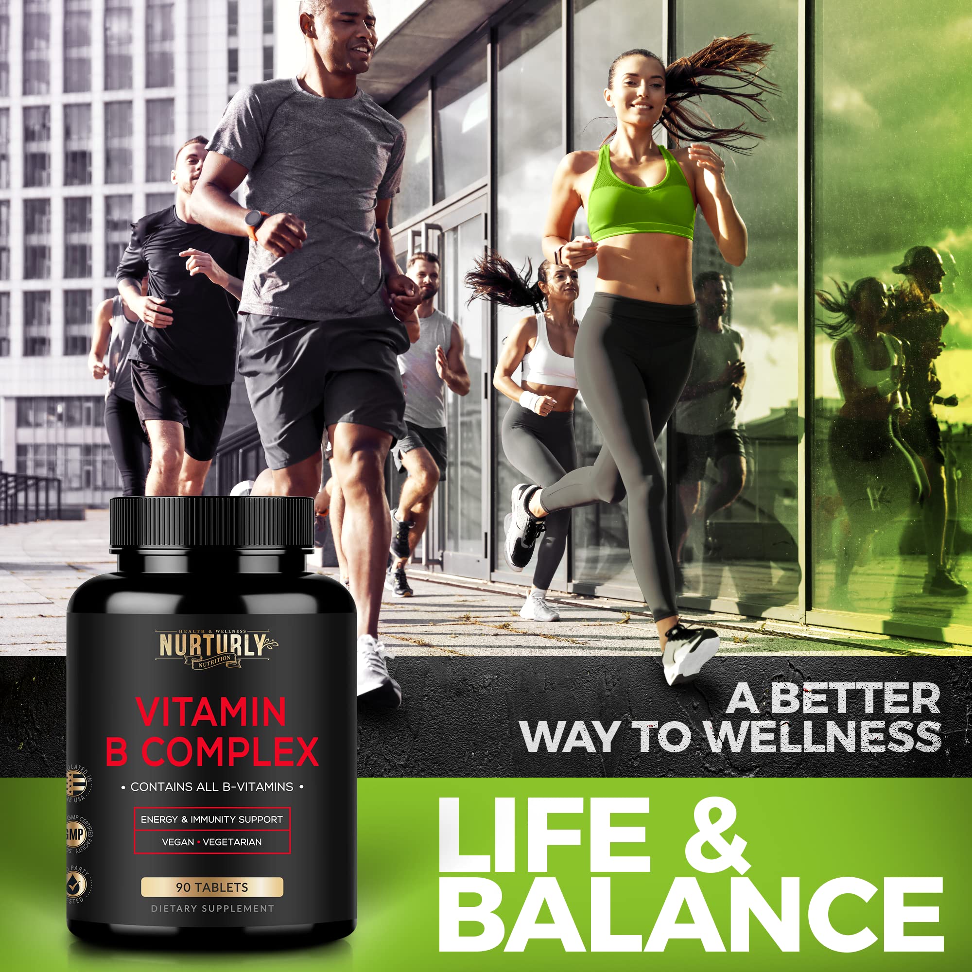 NURTURLY Super B Complex Vitamins in a lifestyle setting