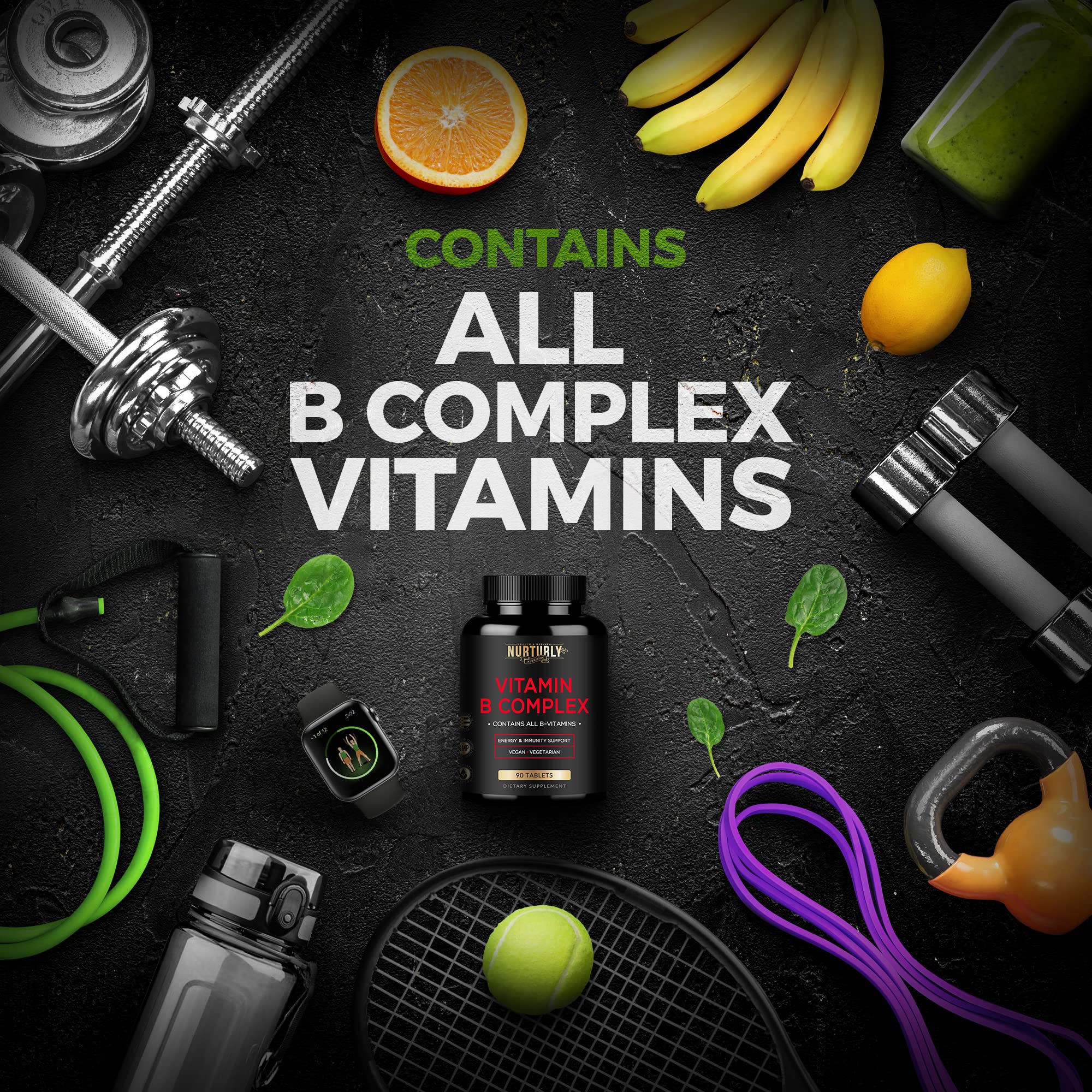 NURTURLY Super Vitamin B Complex on a wooden table