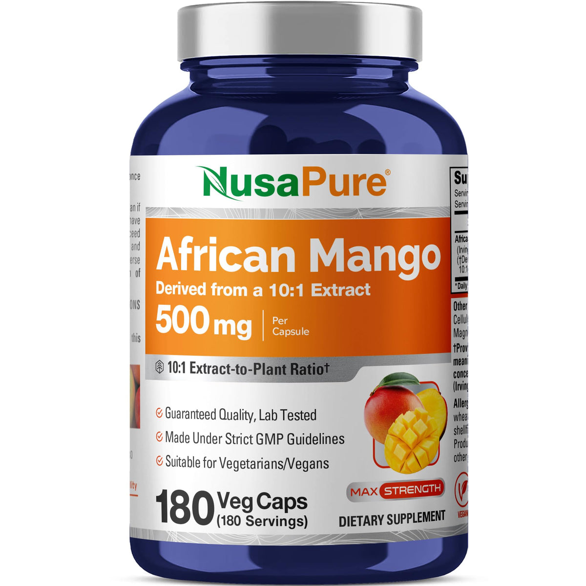 NusaPure African Mango 10:1 Extract Capsules bottle front view