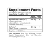 NusaPure Artichoke Capsules 600mg back view with ingredient list