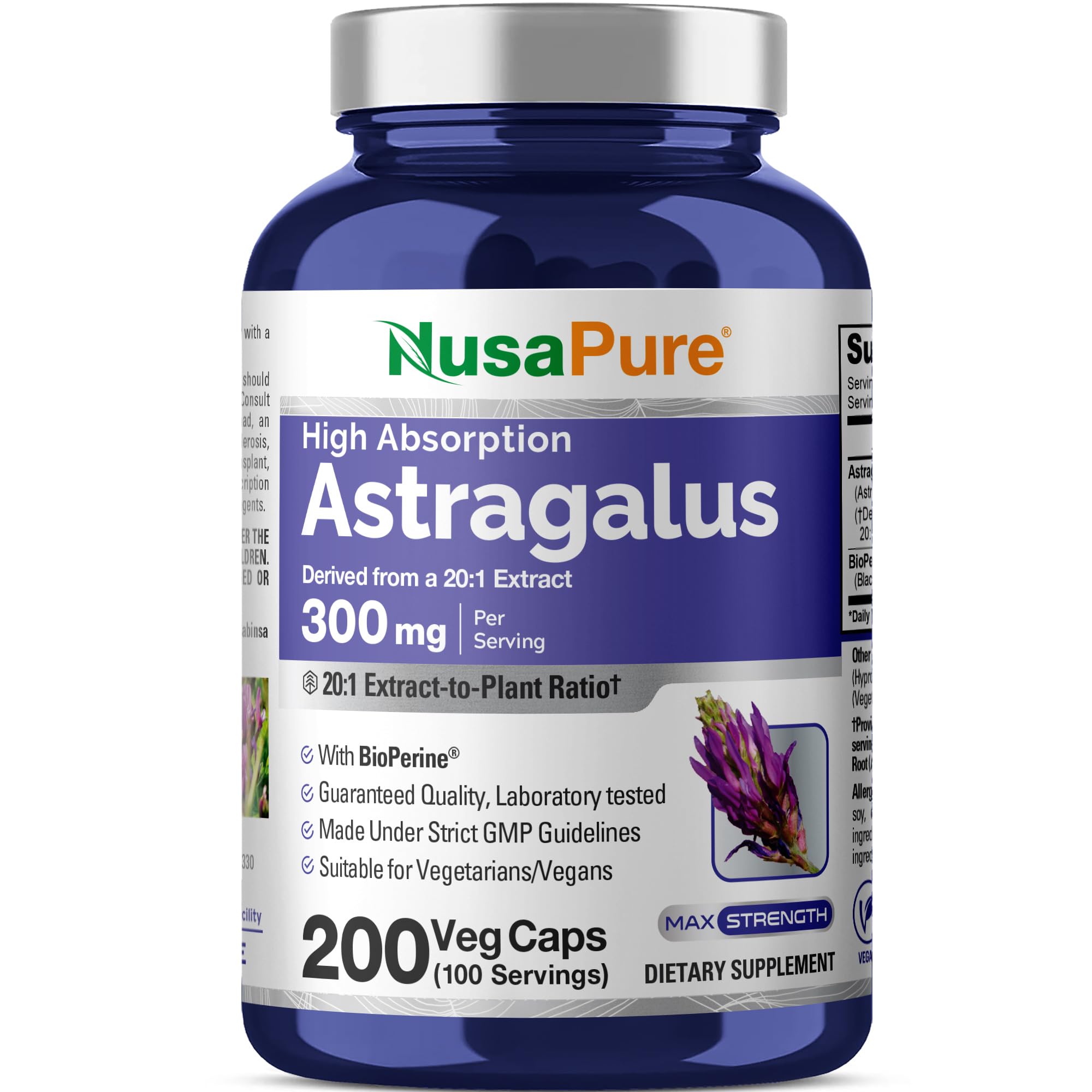 NusaPure Astragalus Root Extract 300mg capsules front view
