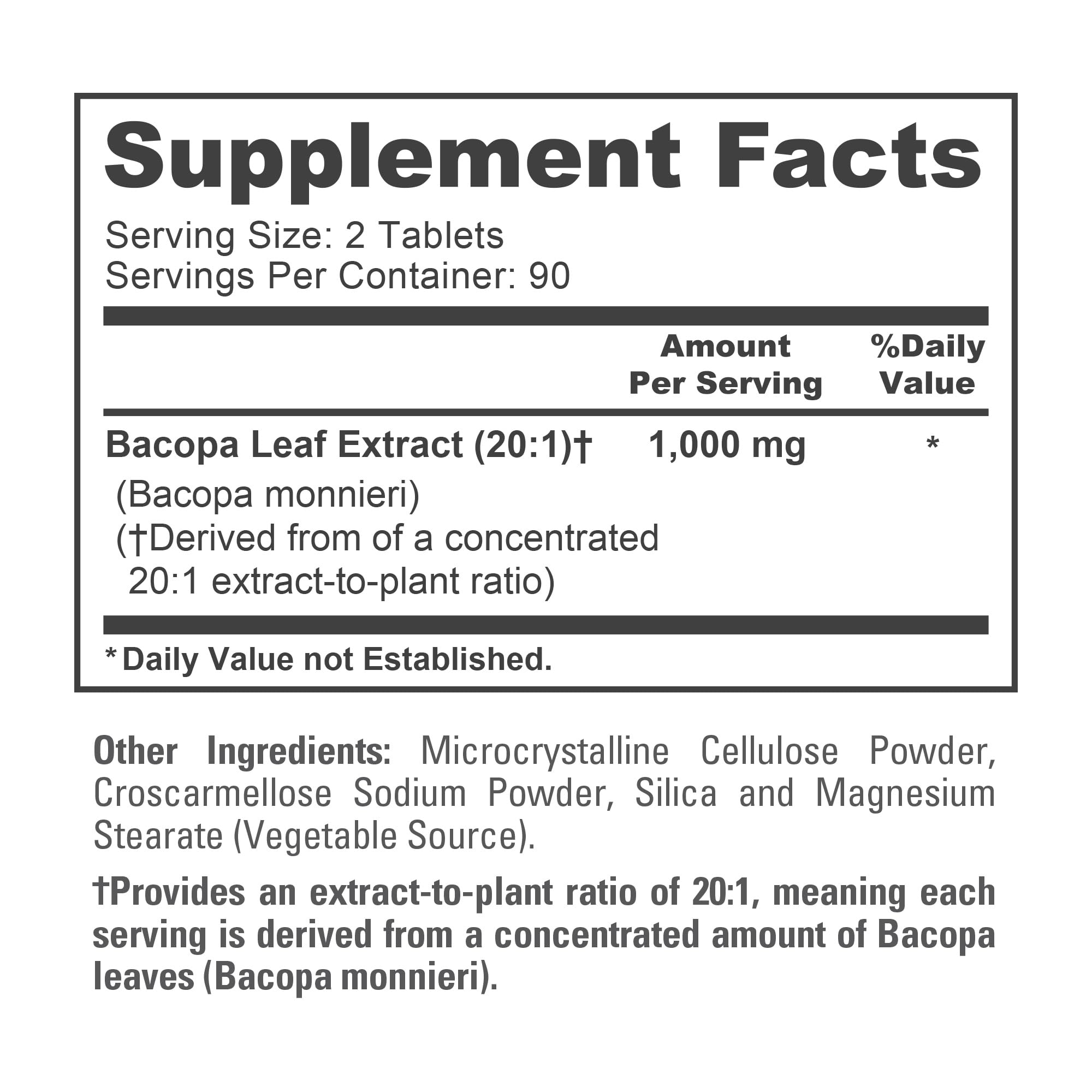NusaPure Bacopa Leaf Monnieri Capsules 1000 mg bottle with lid open