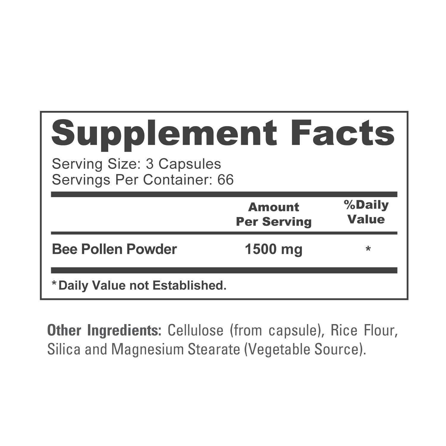 NusaPure Bee Pollen Powder nutritional information