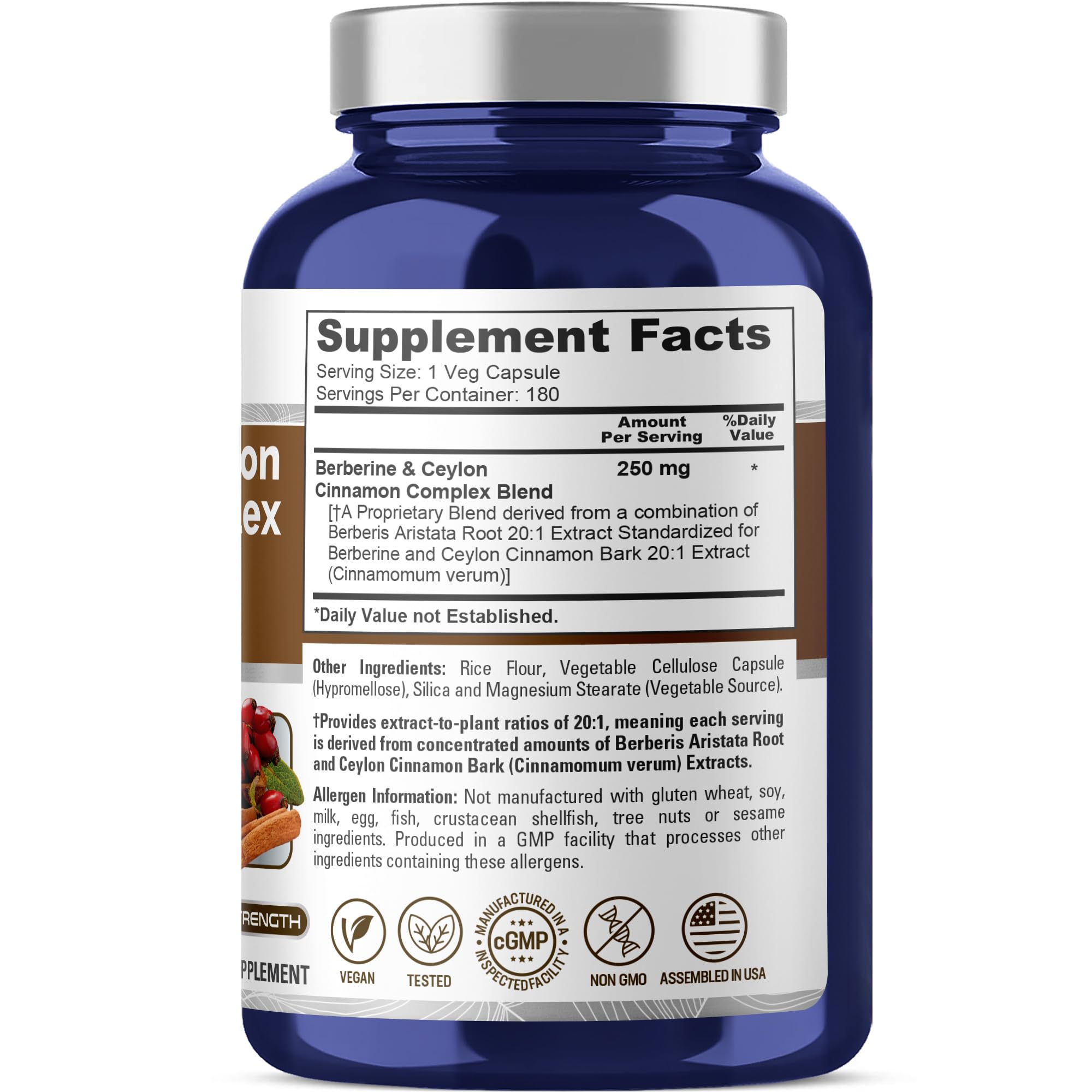 NusaPure Berberine & Ceylon Cinnamon Capsules showing capsule size