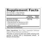 NusaPure Berberine HCI Capsules 225 mg ingredients list