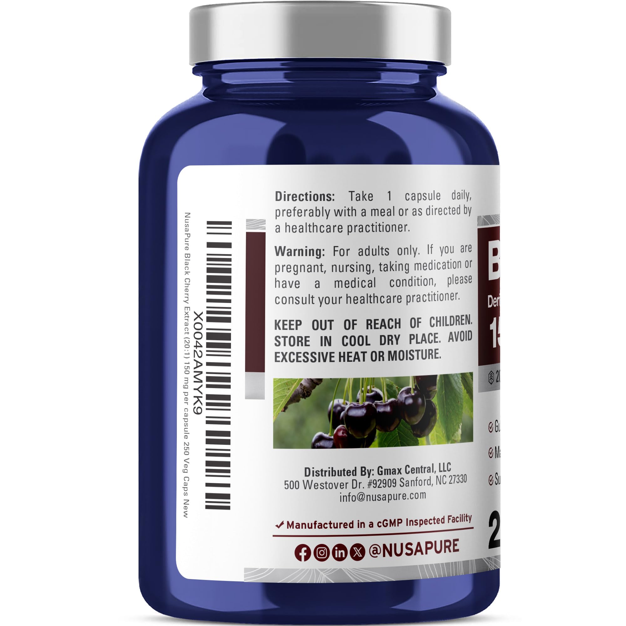 NusaPure Black Cherry Extract Capsules close-up of capsules
