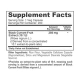 NusaPure Black Currant Oil Capsules 250mg back label with ingredients