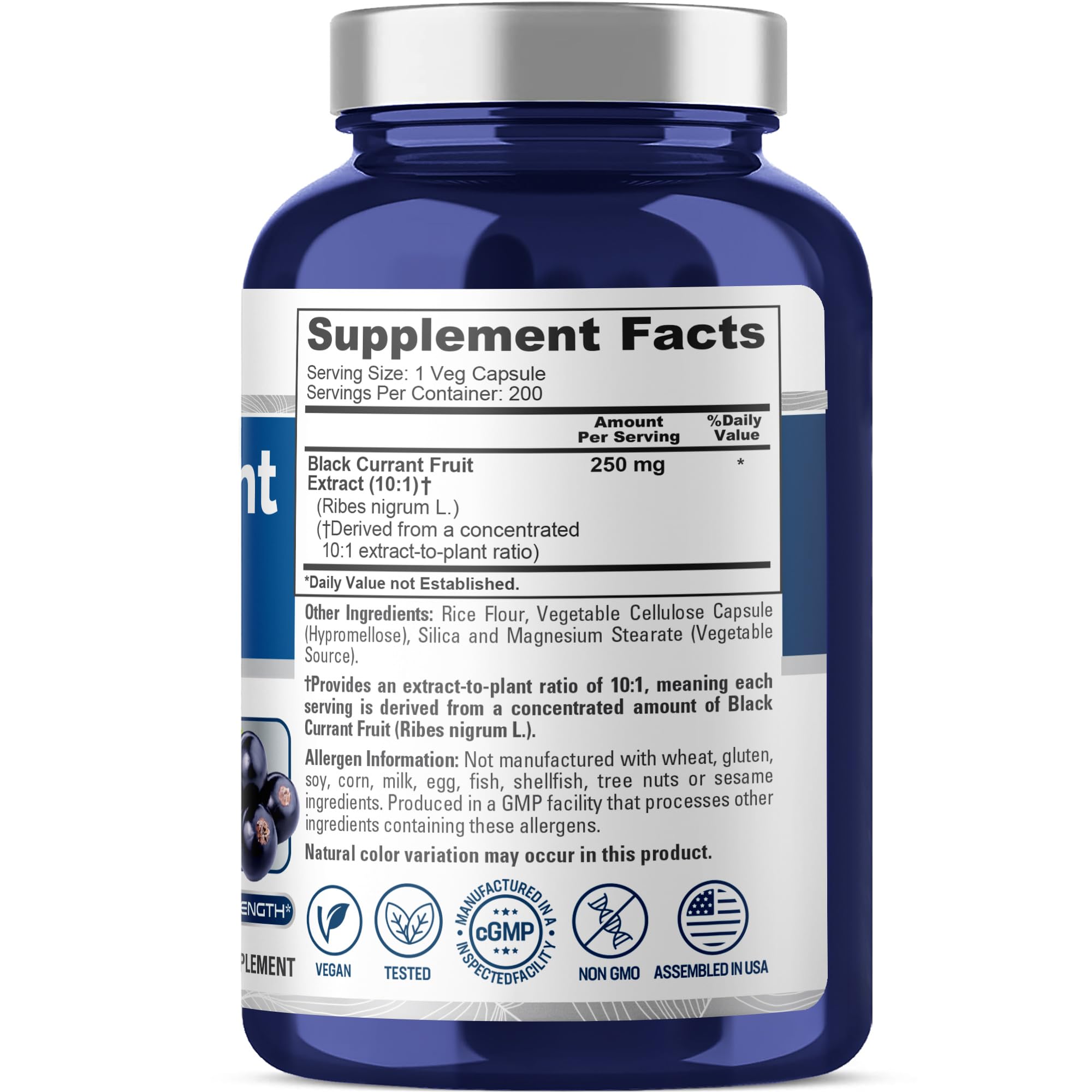 NusaPure Black Currant Oil Capsules 250mg bottle with 200 capsules