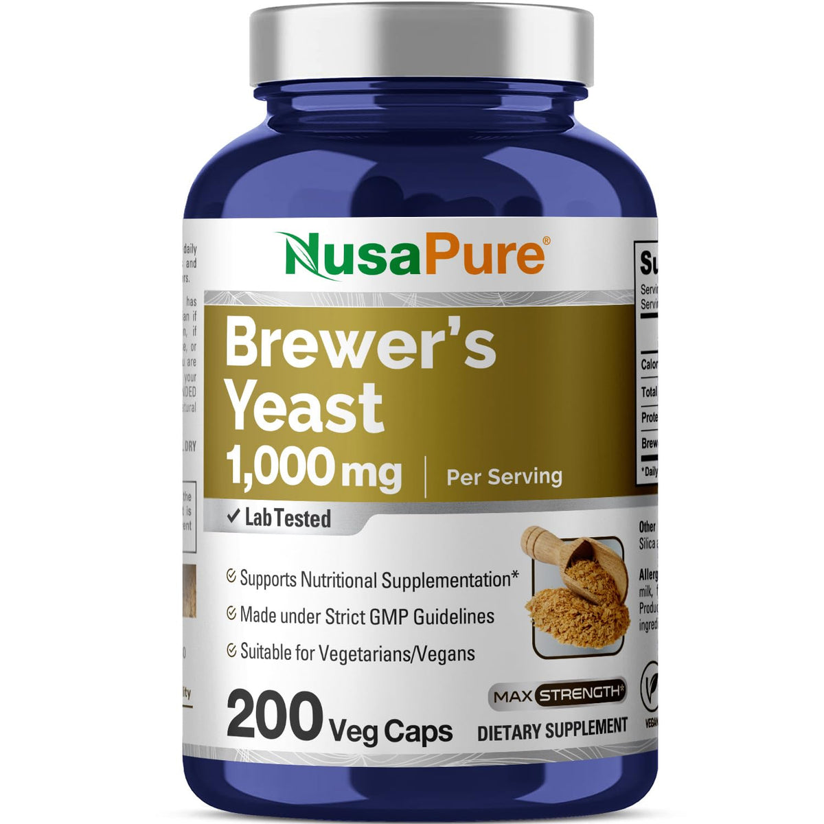 NusaPure Brewer's Yeast 200 capsules bottle front view