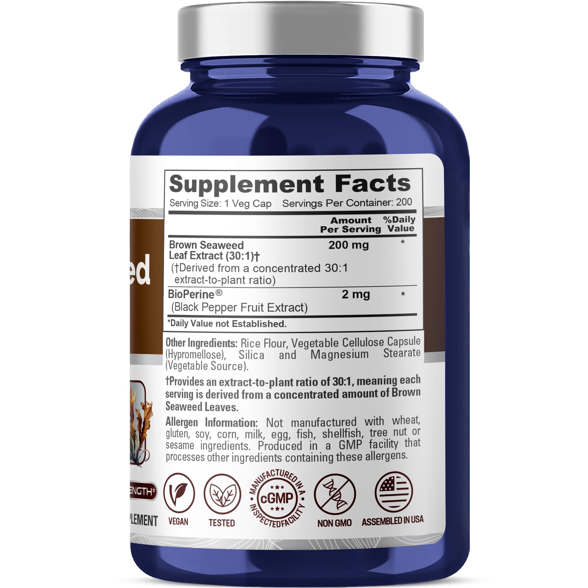 NusaPure Brown Seaweed Extract Capsules side view