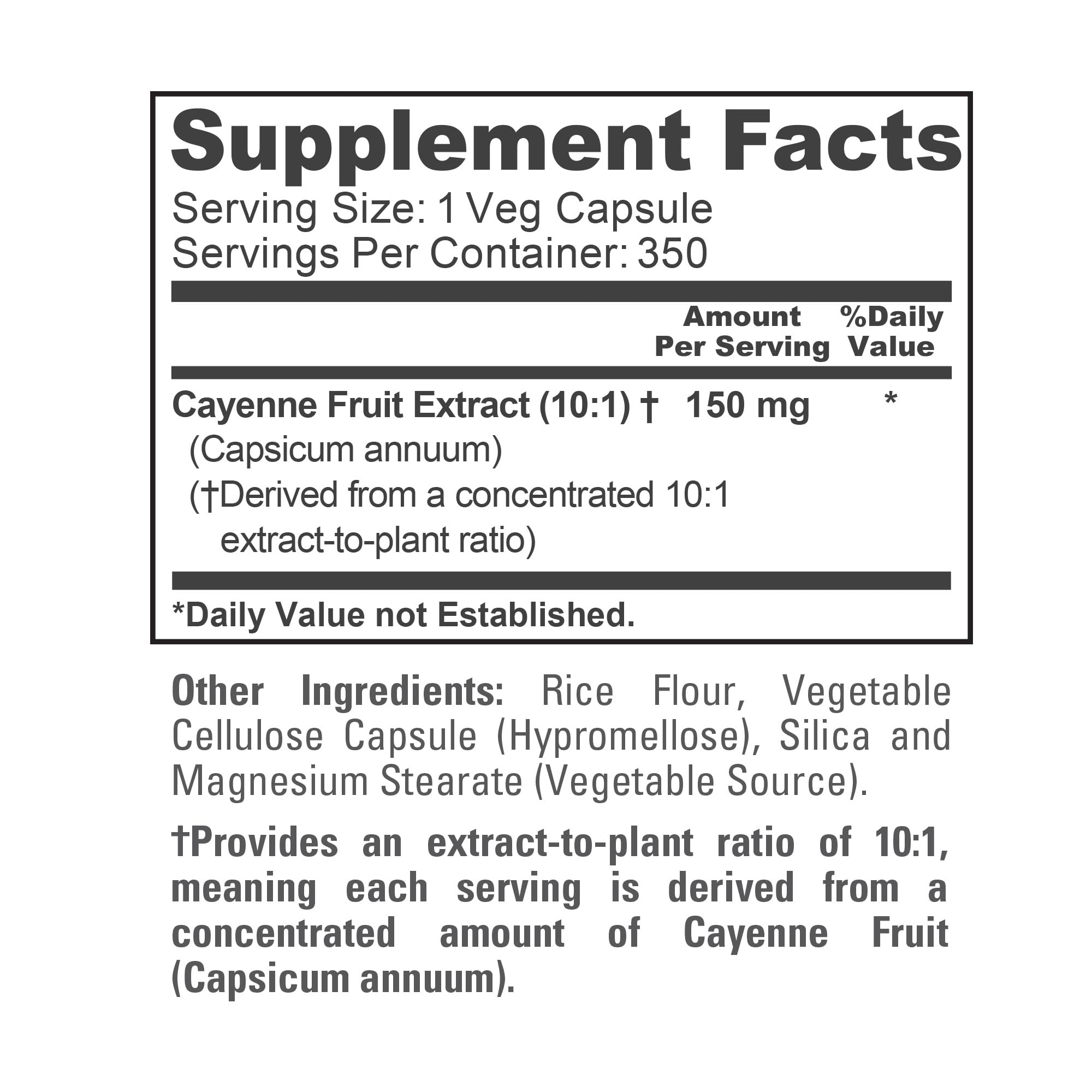 NusaPure Cayenne Pepper Capsules bottle back view with ingredient list