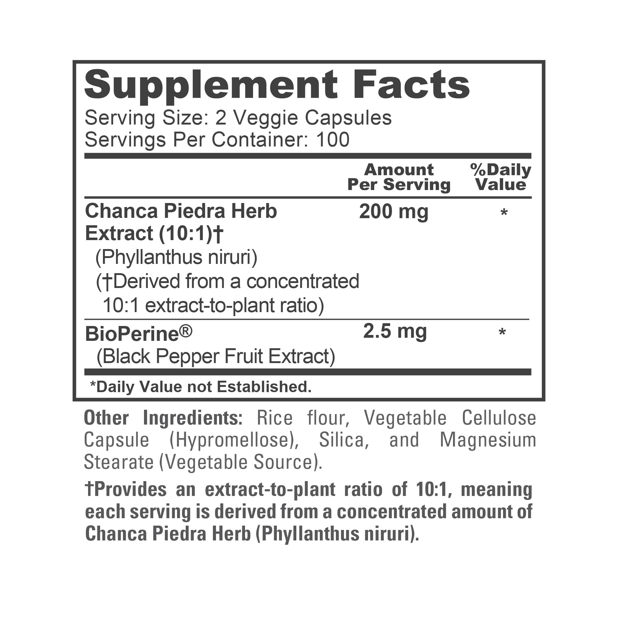 NusaPure Chanca Piedra Capsules ingredients list