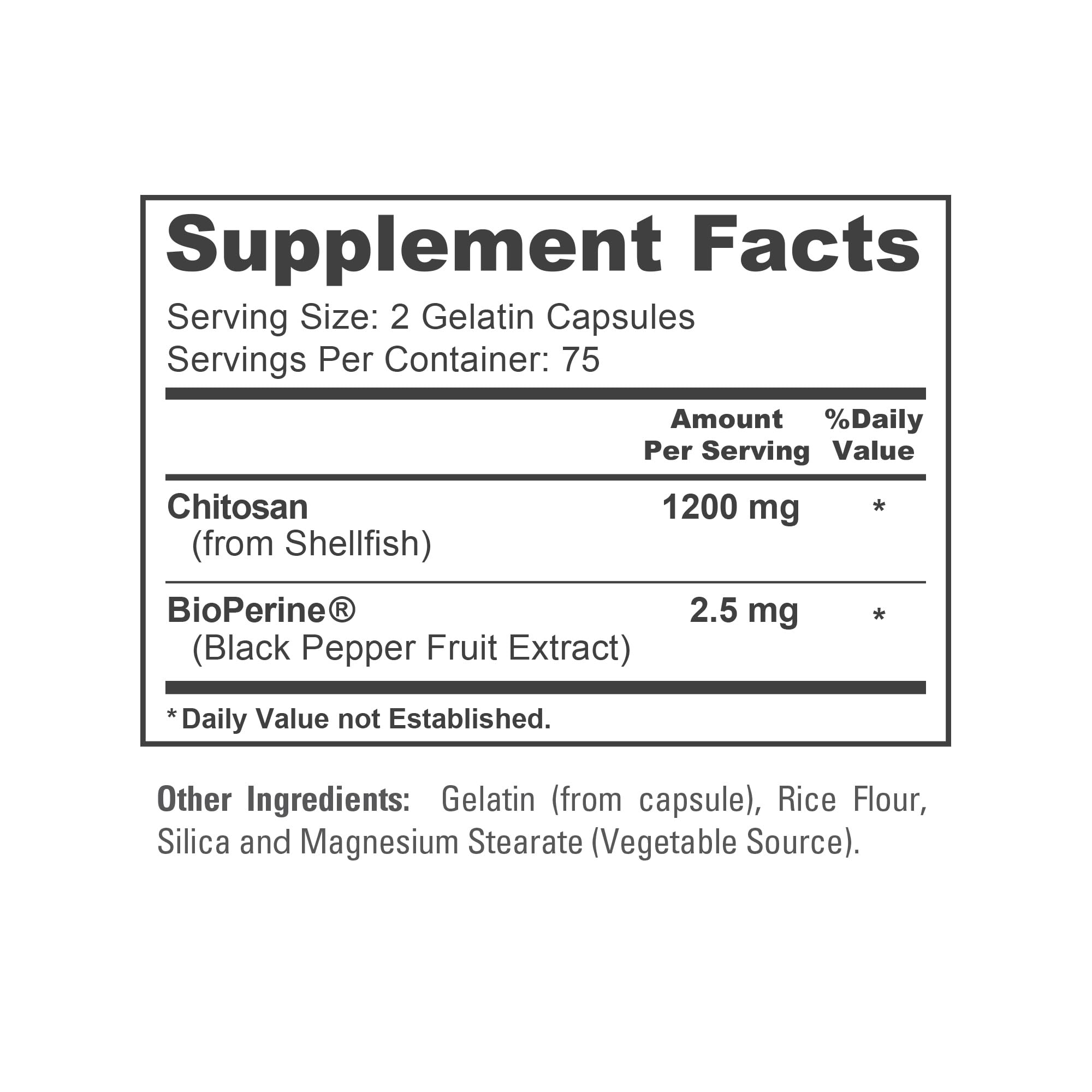 NusaPure Chitosan 1200mg supplement bottle back view