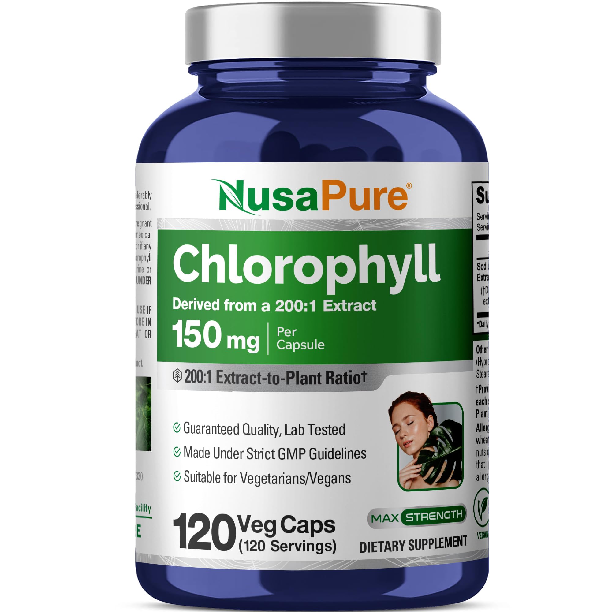NusaPure Chlorophyll Capsules 150 mg bottle front view
