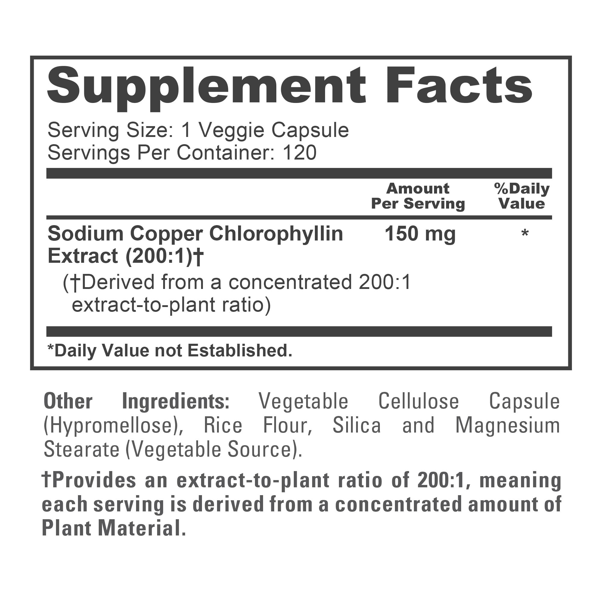 NusaPure Chlorophyll Capsules back of the bottle with ingredients