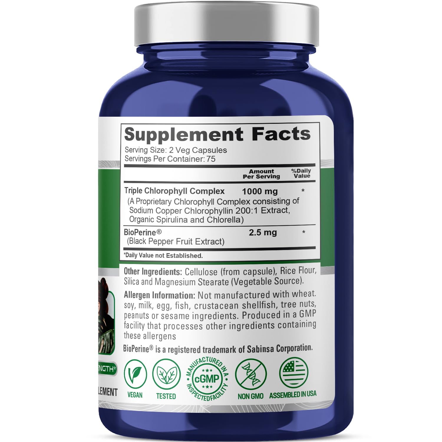 NusaPure Chlorophyll Supplement bottle side view