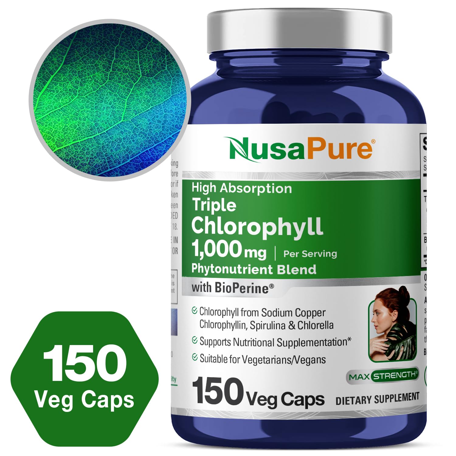 NusaPure Chlorophyll Supplement bottle with label
