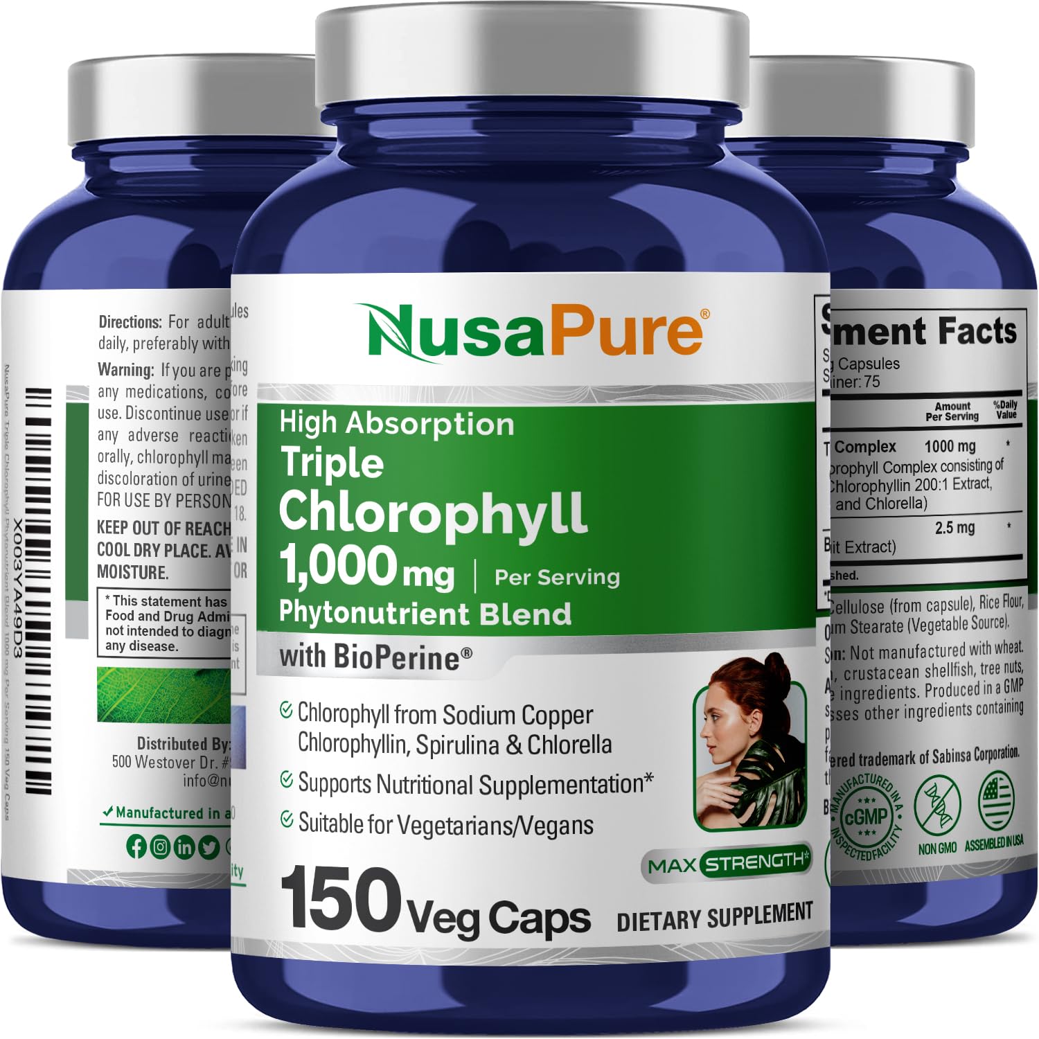 NusaPure Chlorophyll Supplement capsules in hand