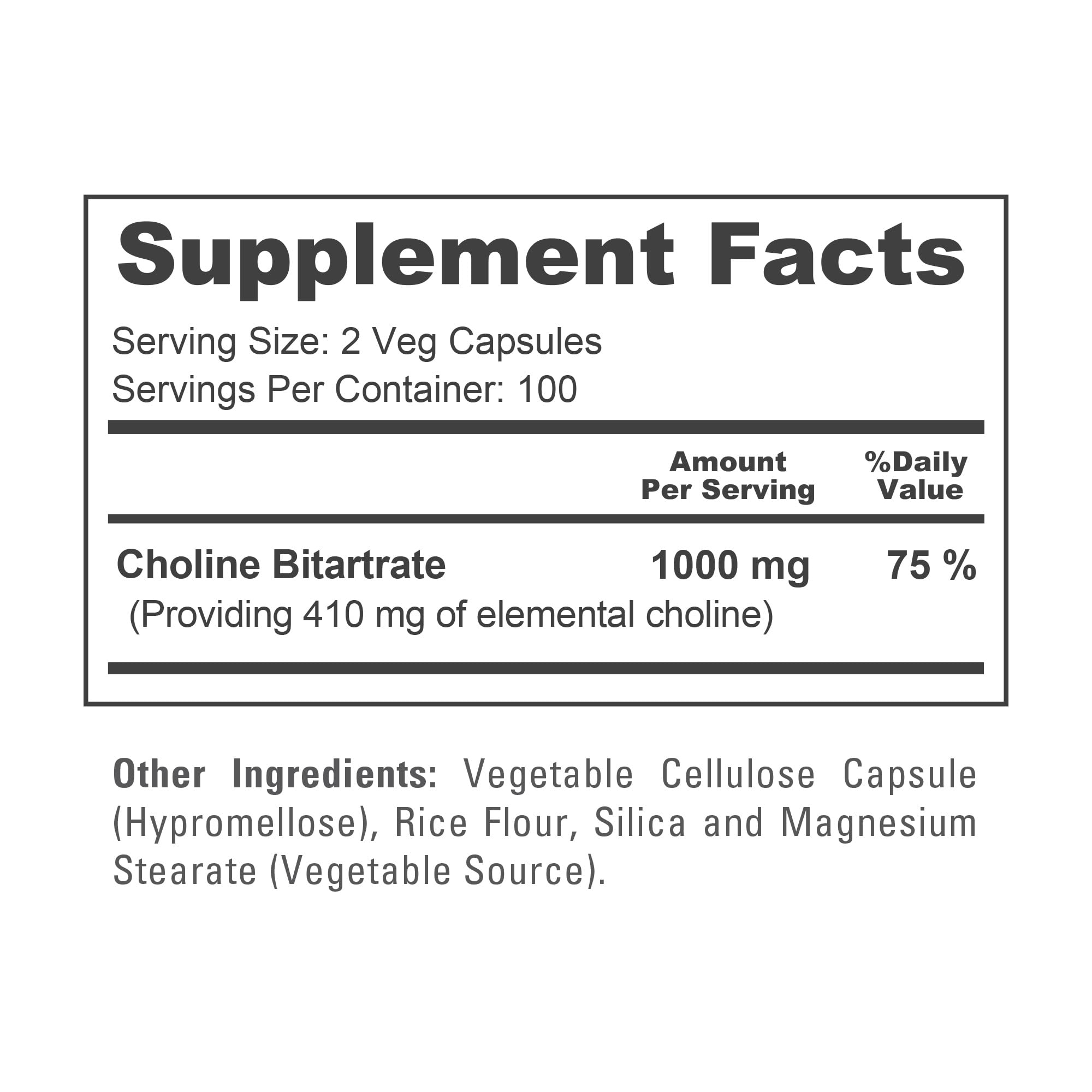 NusaPure Choline Bitartrate bottle with capsules on a table