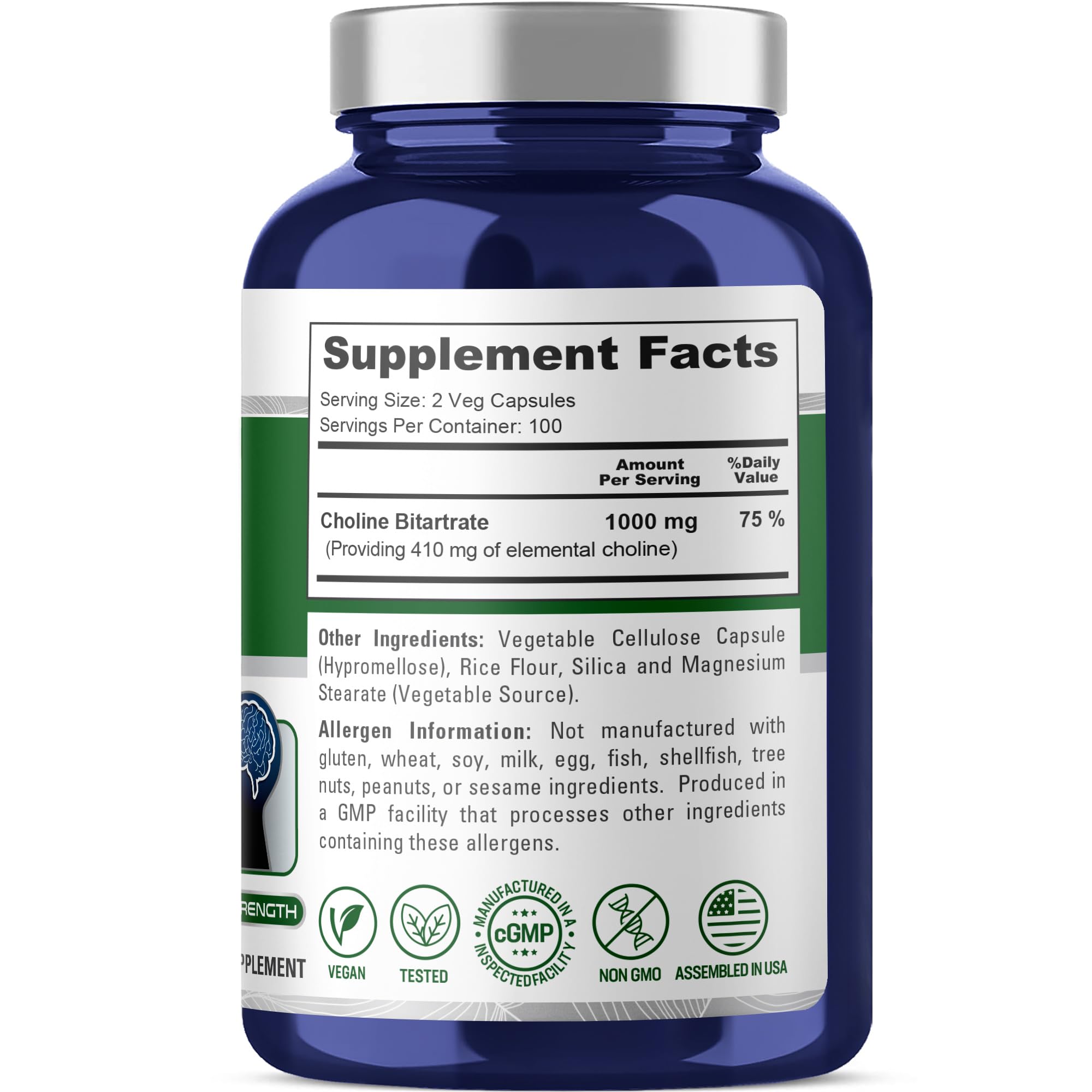 NusaPure Choline Bitartrate capsules close-up