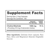 NusaPure Choline Bitartrate ingredients list on bottle
