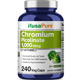 NusaPure Chromium Picolinate 1000mcg 240 veggie capsules front view