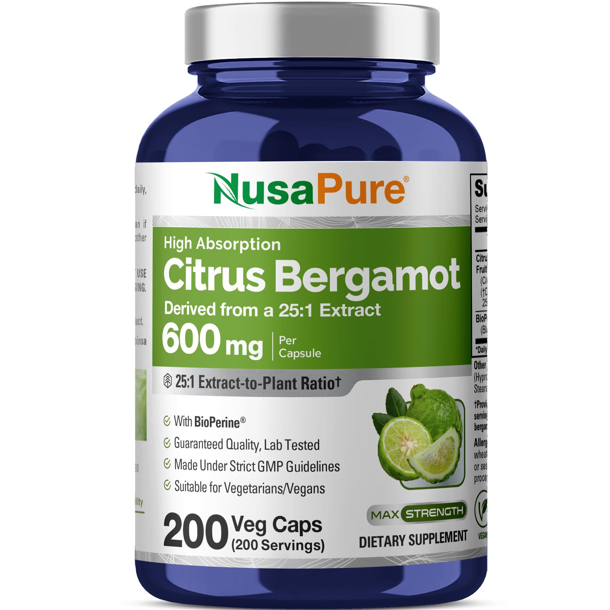 NusaPure Citrus Bergamot Capsules 600mg front view