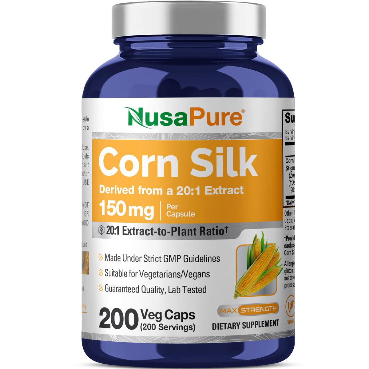 NusaPure Corn Silk Extract Capsules bottle front view