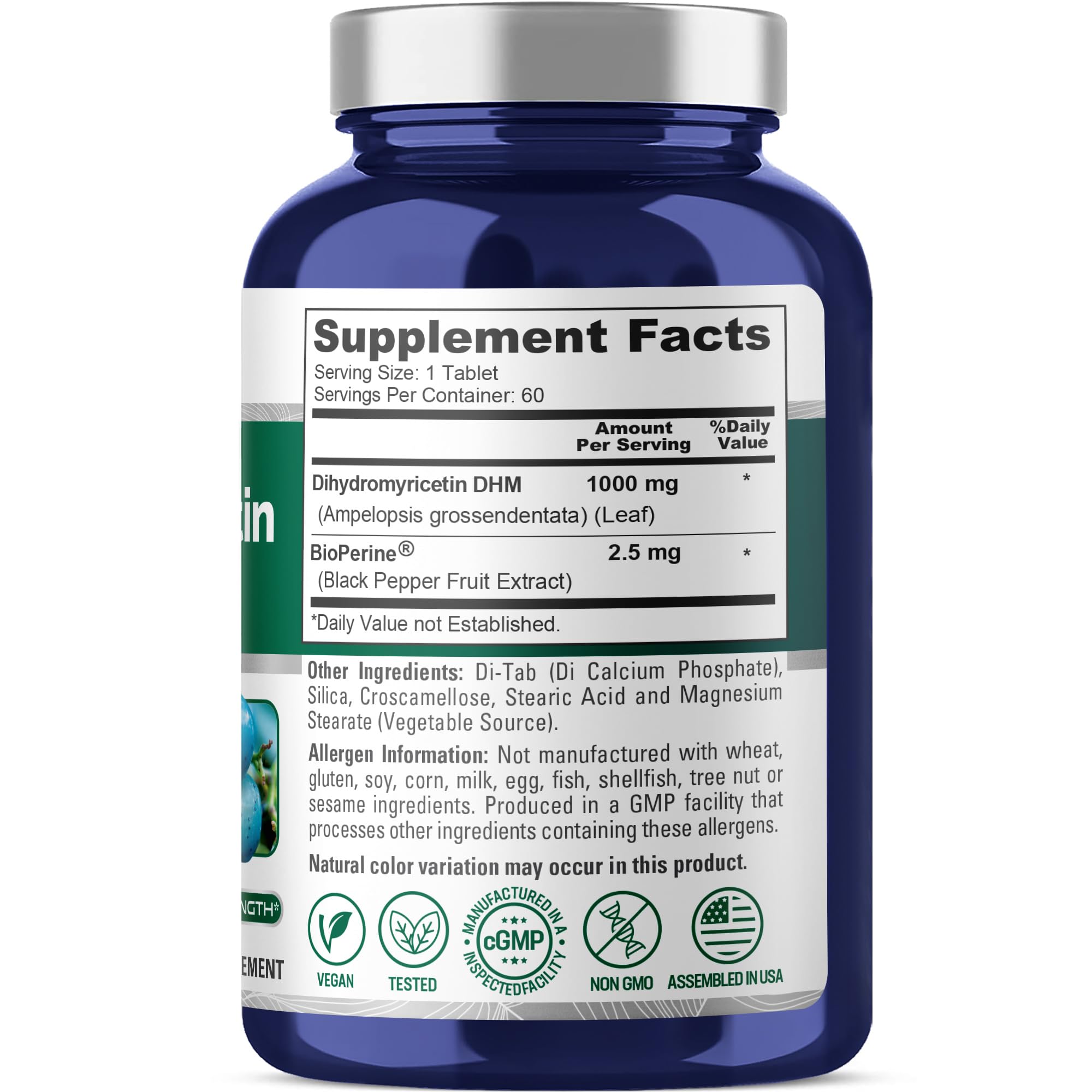 NusaPure Dihydromyricetin DHM 1000mg supplement side view