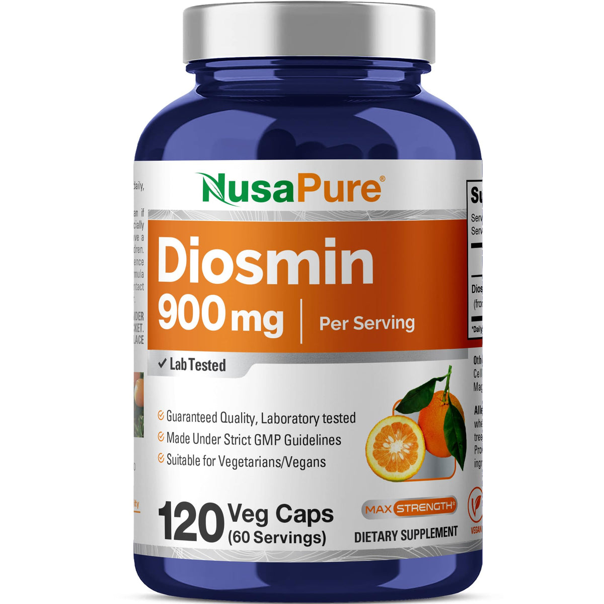 NusaPure Diosmin Capsules 900mg bottle front view
