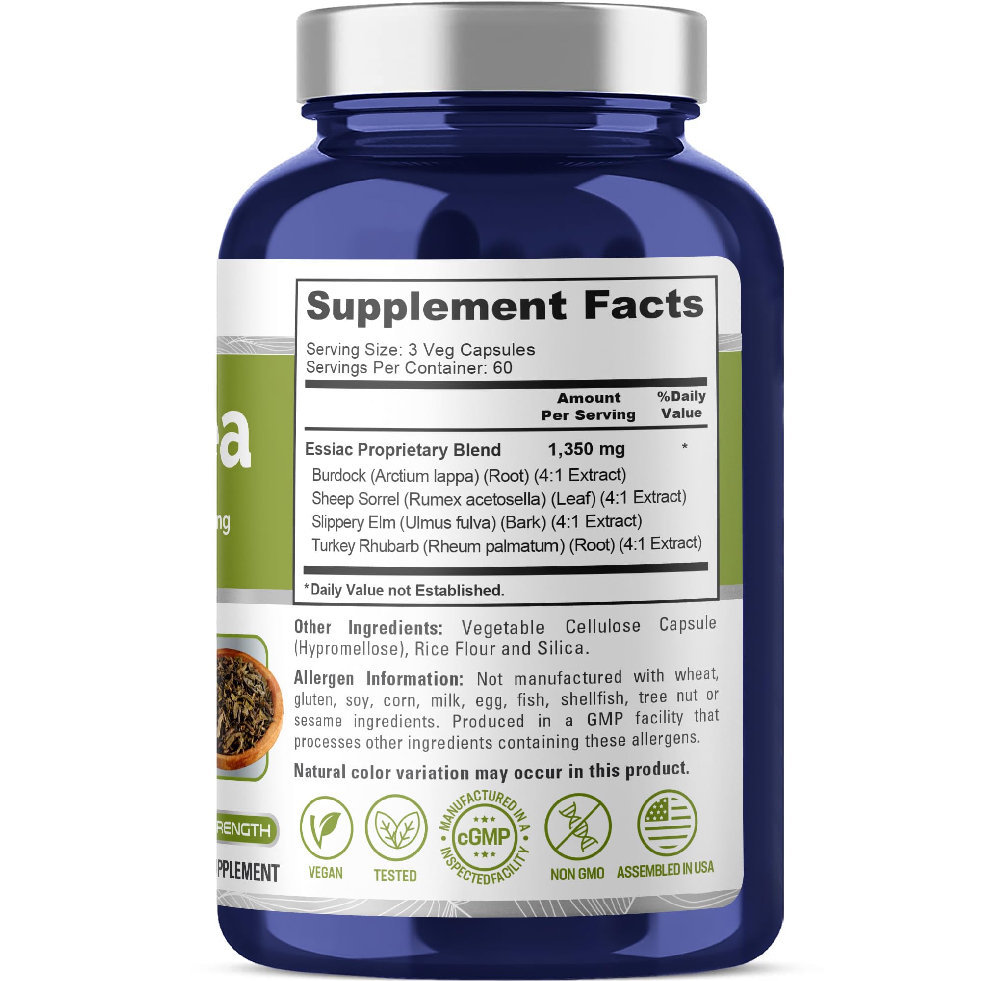 NusaPure Essiac Tea Supplement bottle side view