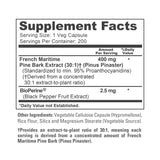 NusaPure French Maritime Pine Bark Extract 200 capsules on a wooden surface