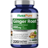 NusaPure Ginger Root Capsules 200mg bottle front view