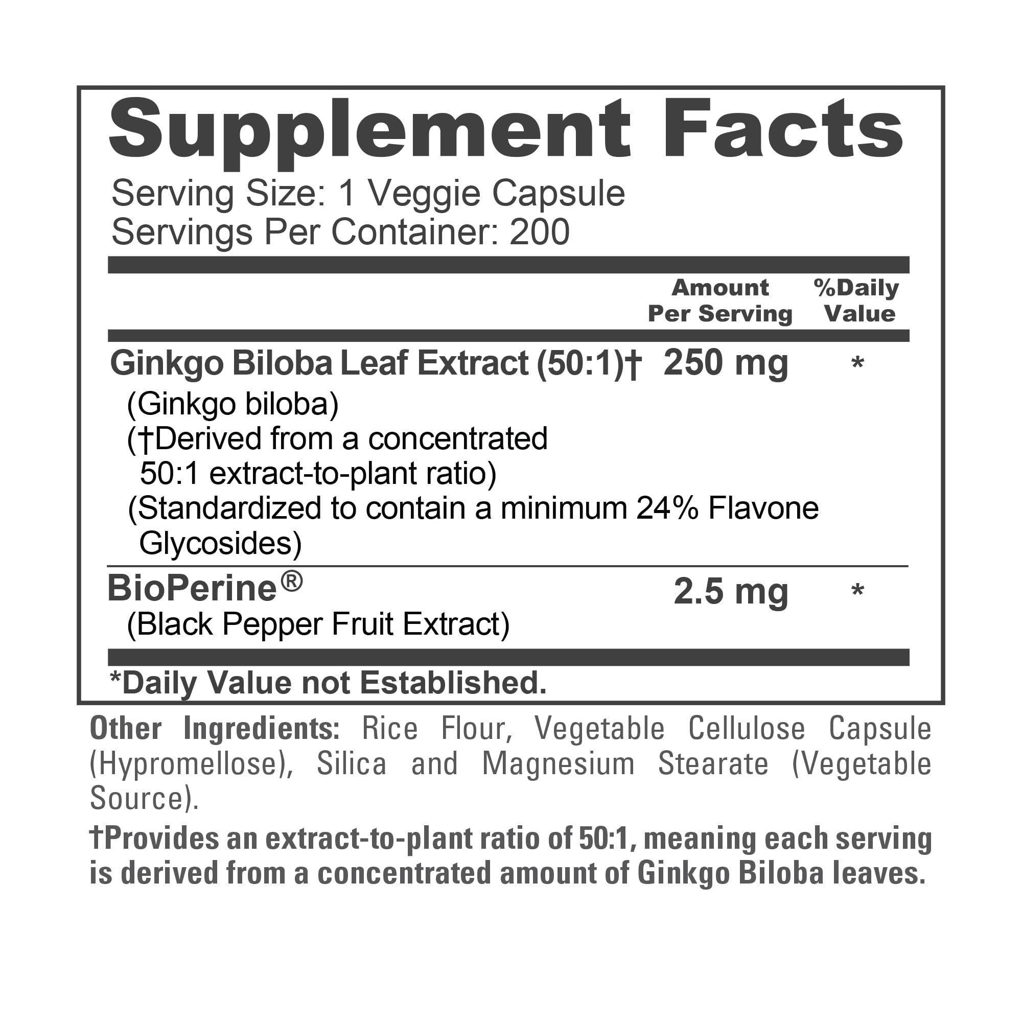NusaPure Ginkgo Biloba Extract Capsules 250mg with measuring spoon