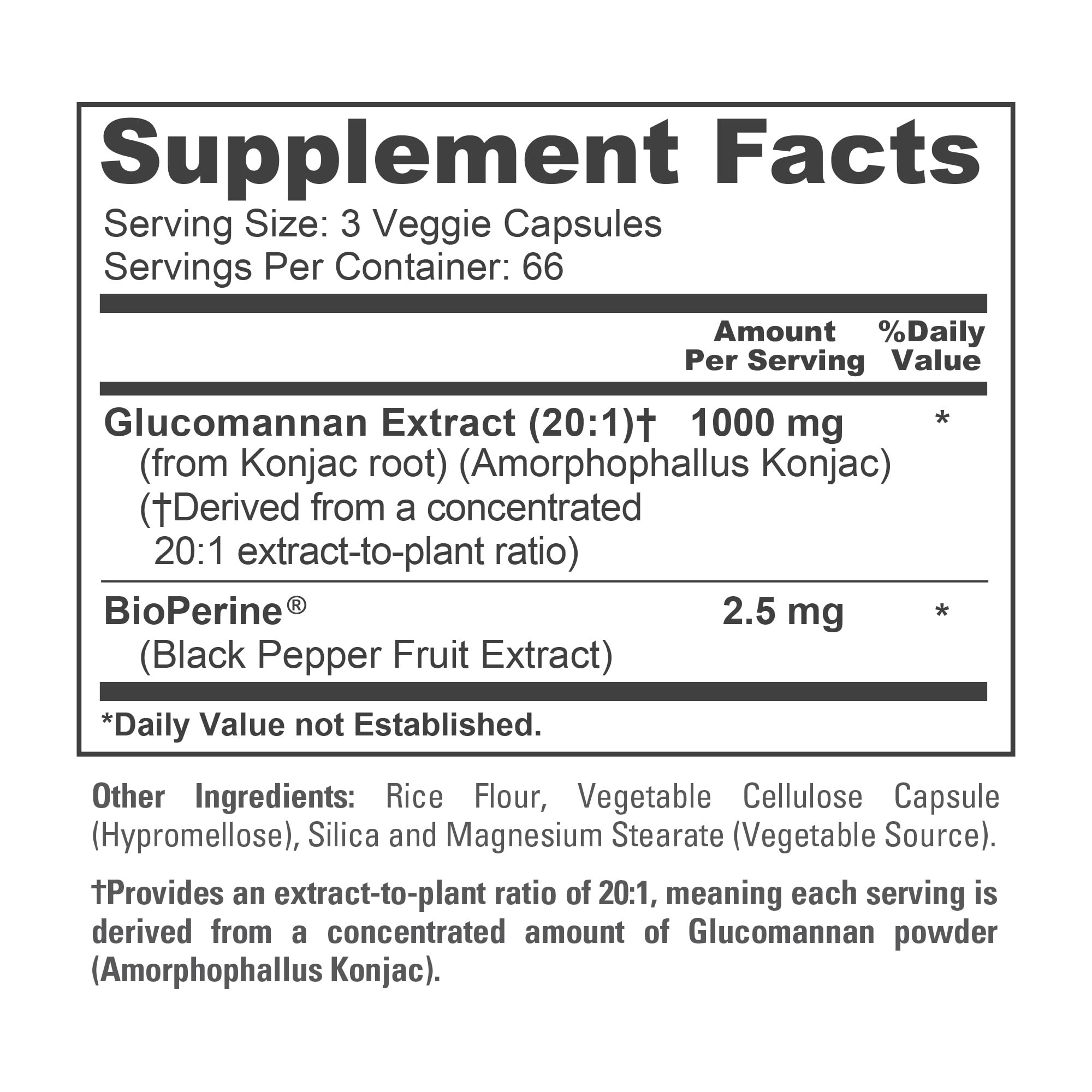 NusaPure Glucomannan Capsules with ingredients list
