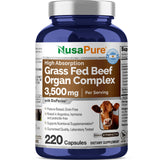 NusaPure Grass Fed Beef Organ Complex 3500mg capsules front view