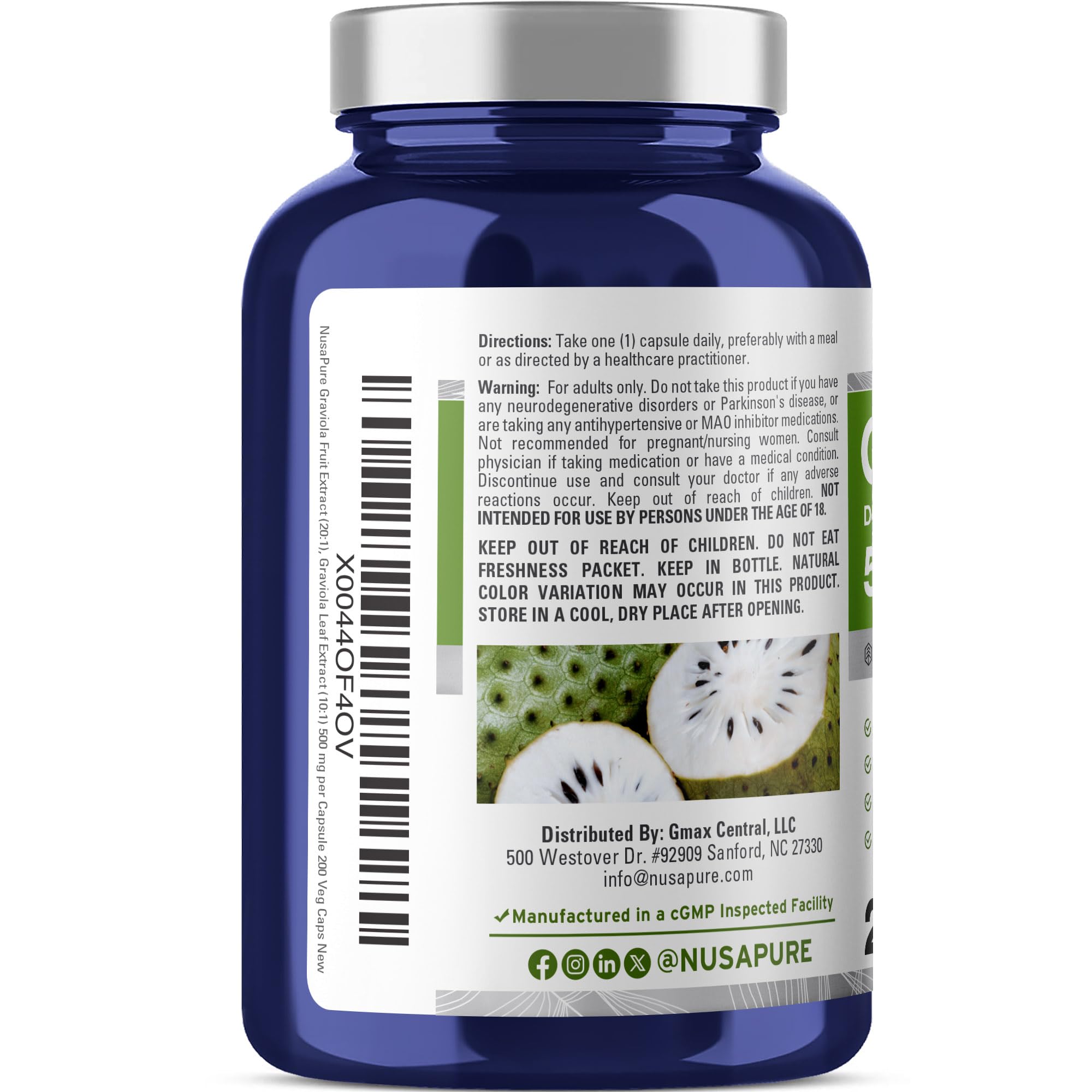 NusaPure Graviola Capsules 500mg capsule close-up