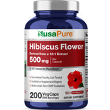 NusaPure Hibiscus Flower Capsules 500mg bottle front view