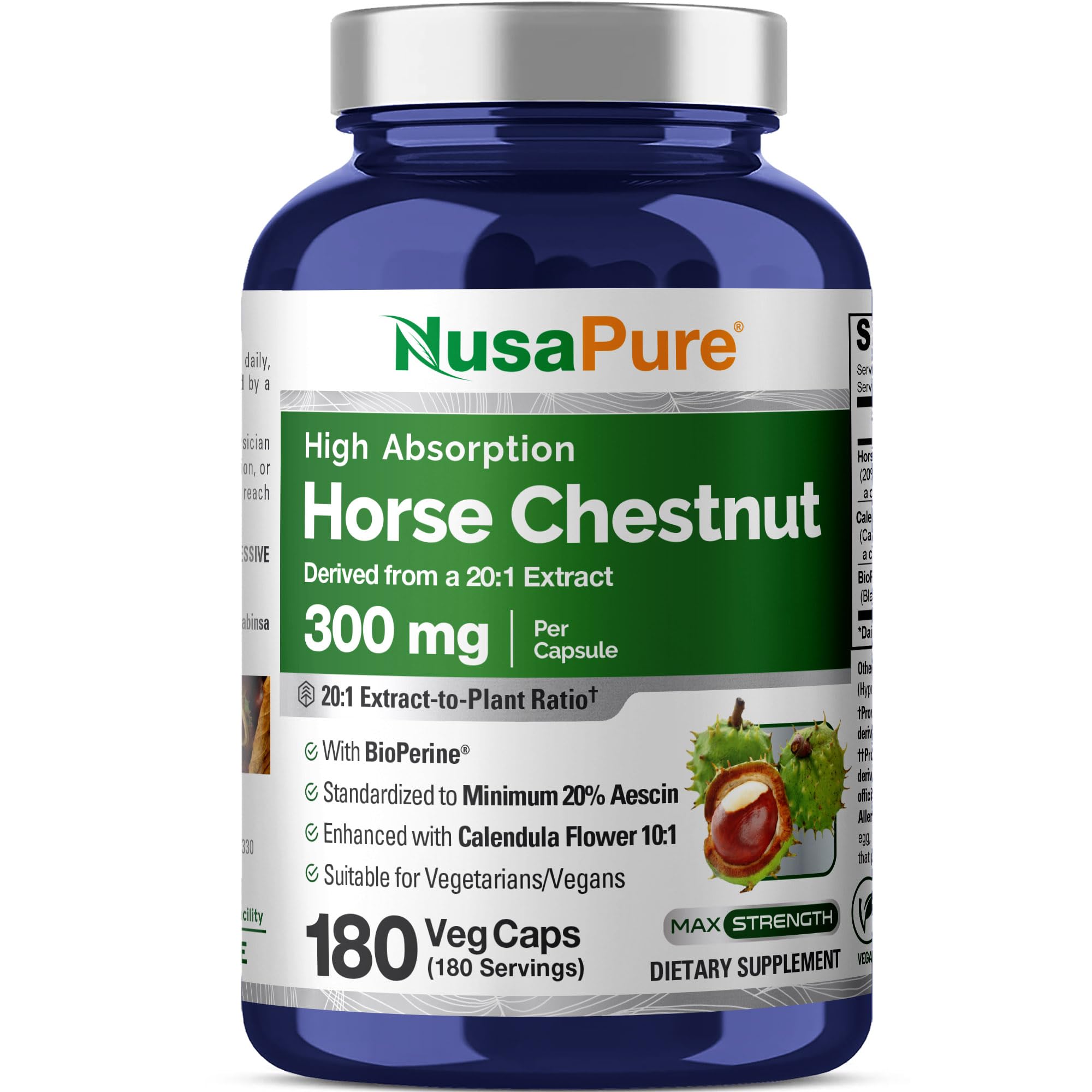 NusaPure Horse Chestnut Extract 300mg capsules front view