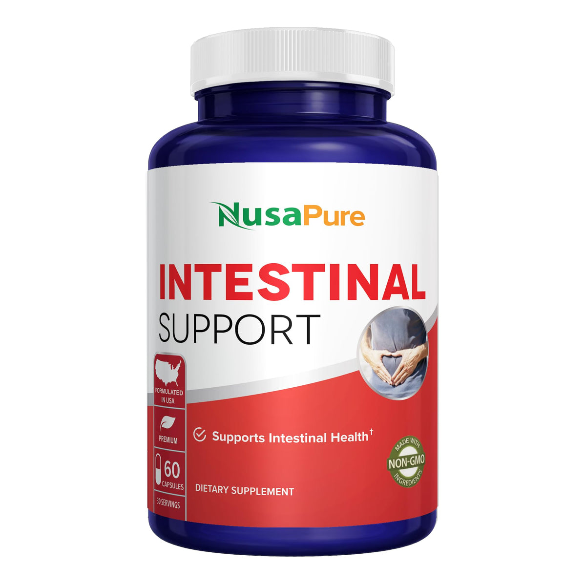 NusaPure Intestinal Support Supplement 60 capsules front view