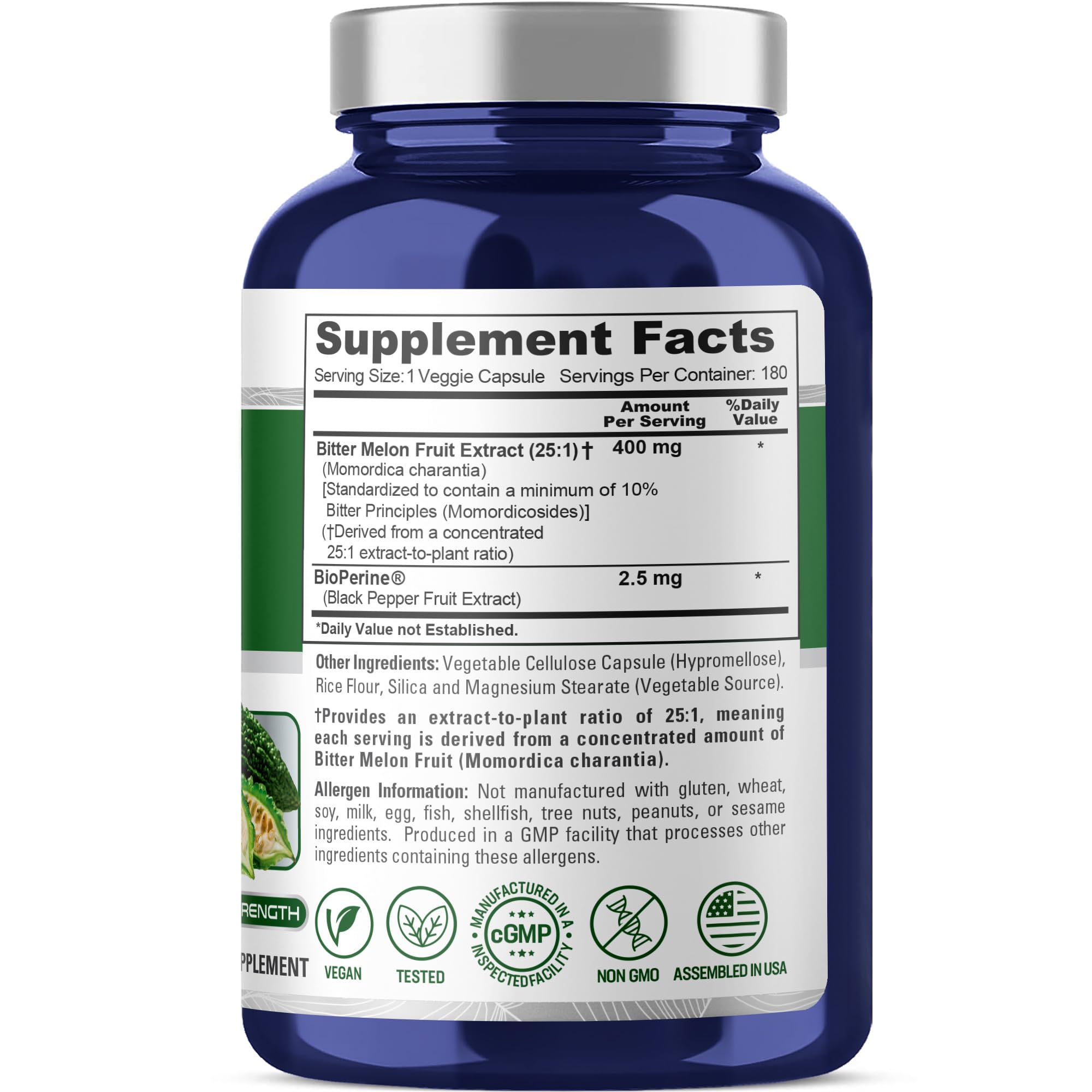 NusaPure Karela Bitter Melon Extract 400mg bottle side view
