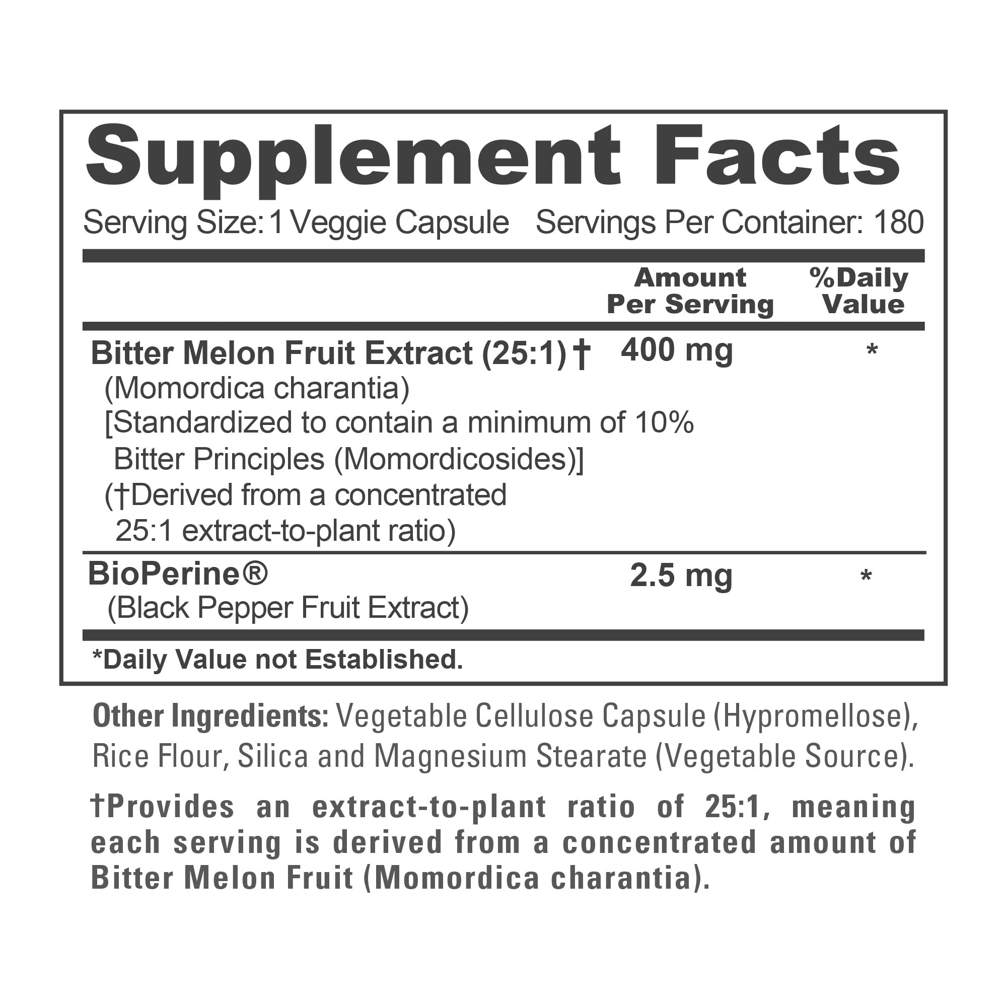 NusaPure Karela Bitter Melon Extract 400mg ingredients list