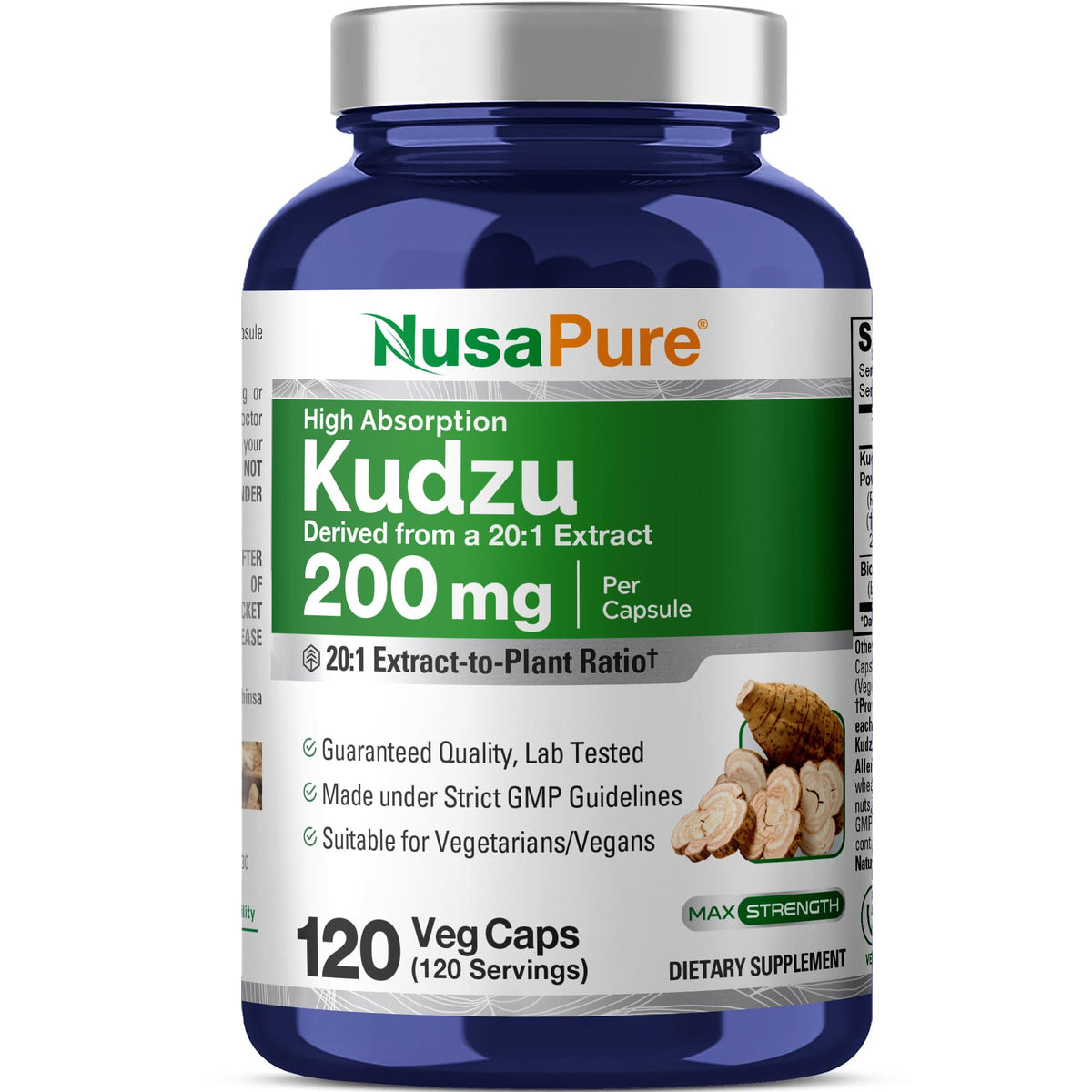 NusaPure Kudzu Root Capsules 200mg bottle front view