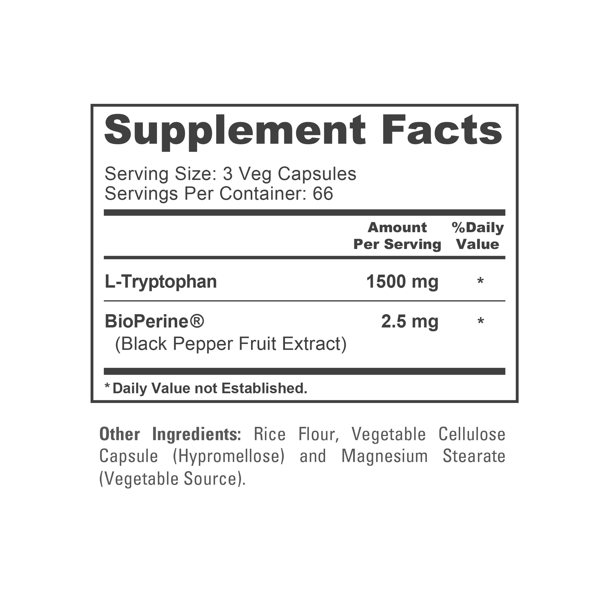 NusaPure L-Tryptophan Capsules ingredients list