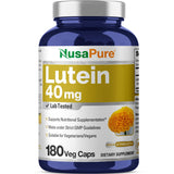 NusaPure Lutein Supplement 40mg 180 veggie capsules front view